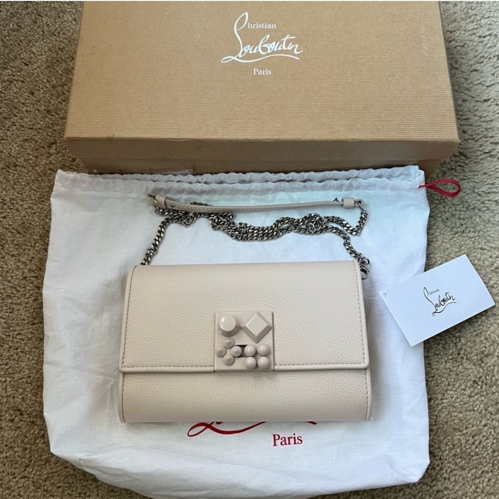 Christian Louboutin Cream Clutch with Signature Chain